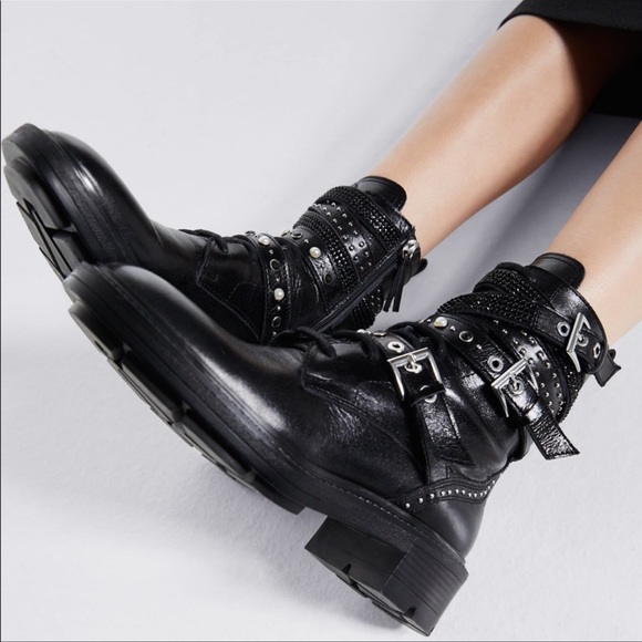 zara studded biker boots